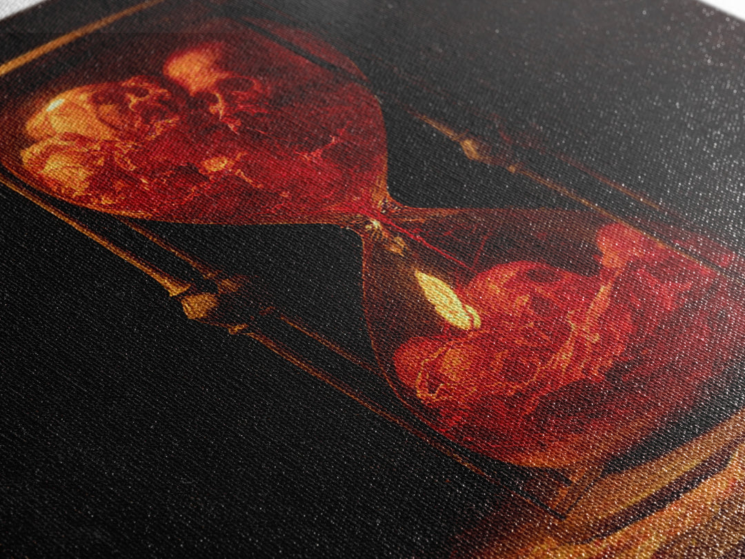 The Crimson Hourglass, Dark Renaissance Art, Square Wall Art, Dark Fantasy Wall Art, Framed Canvas Print, Halloween Wall Art