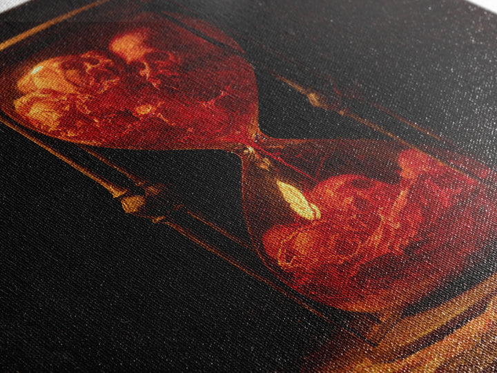 The Crimson Hourglass, Dark Renaissance Art, Square Wall Art, Dark Fantasy Wall Art, Framed Canvas Print, Halloween Wall Art