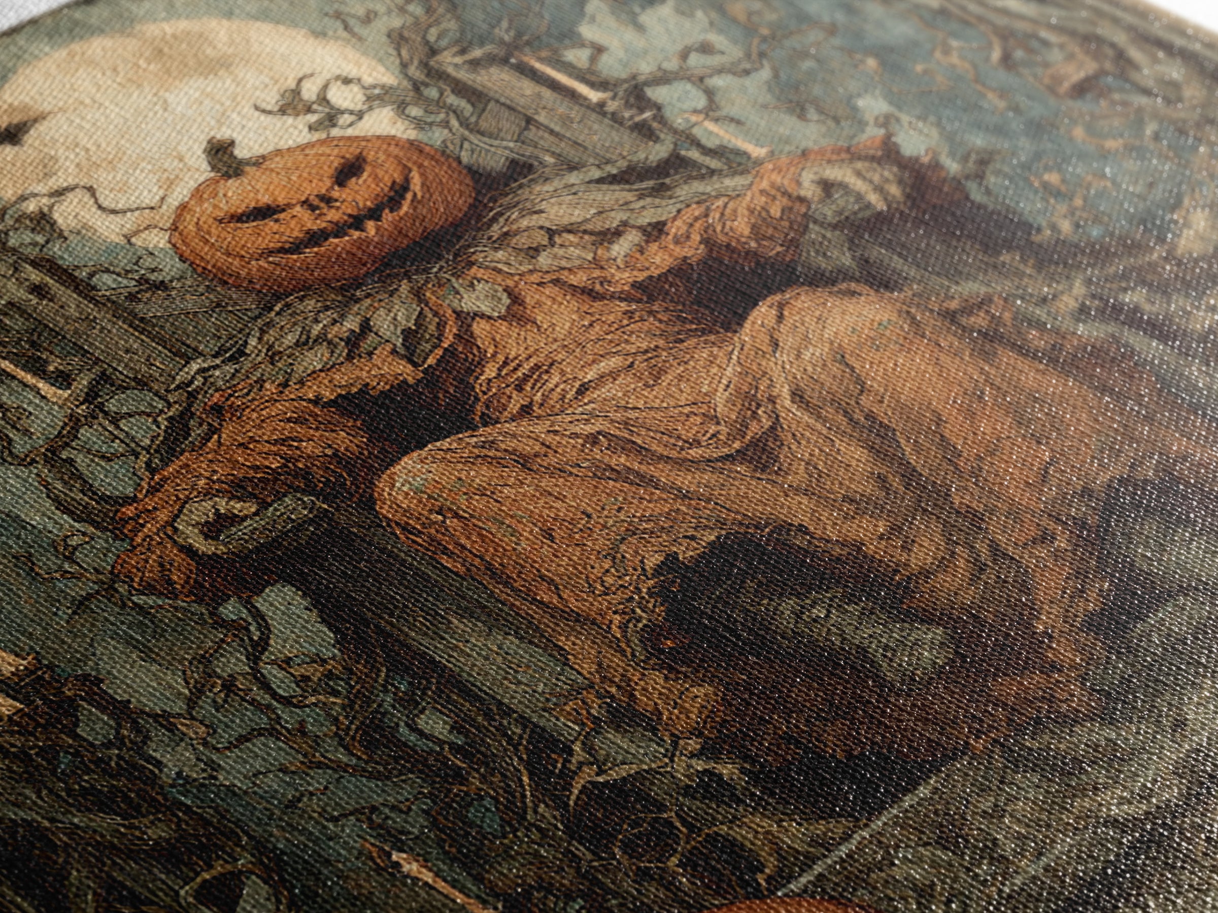 The Jack-O'-Lantern Throne, Dark Renaissance Art, Square Wall Art, Macabre Wall Art, Framed Canvas Print, Halloween Wall Art