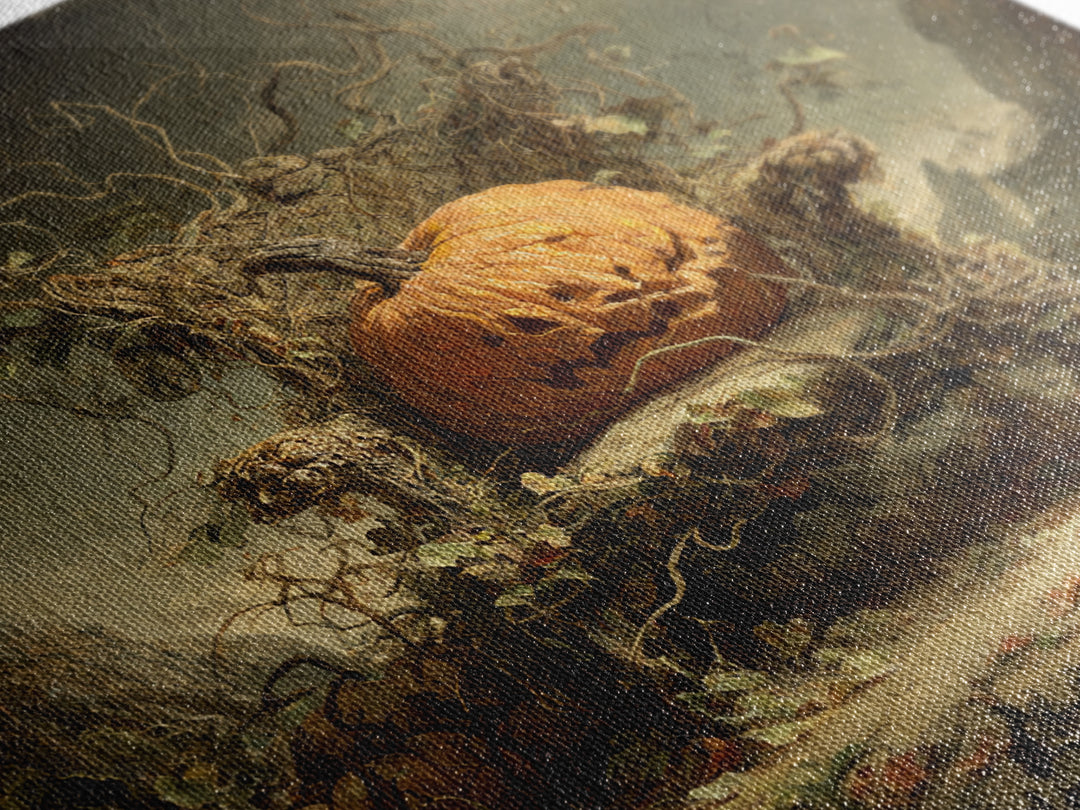The Jack-O'-Lantern Throne, Baroque Witchcraft Art, Square Wall Art, Dark Halloween Decor, Framed Canvas Print, Halloween Wall Art