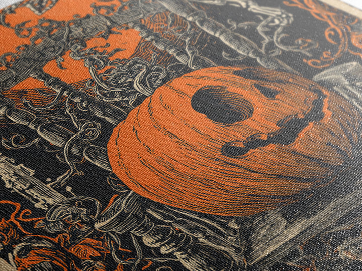 The Jack-O'-Lantern Throne, Macabre Folk Print Art, Square Wall Art, Dark Fantasy Wall Art, Canvas Print, Halloween Wall Art