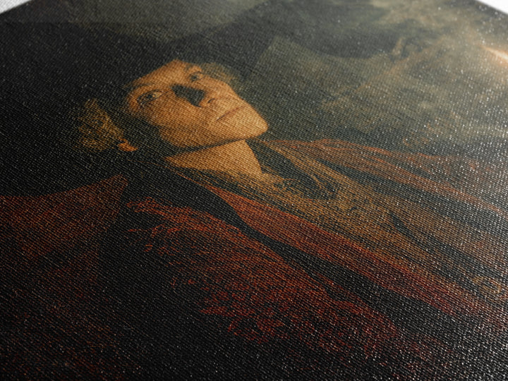 The Haunted Portrait, Symbolist Etching Art, Square Wall Art, Gothic Horror Wall Art, Canvas Print, Halloween Wall Art