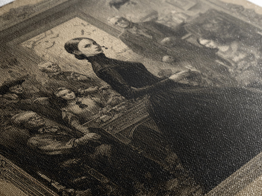 The Haunted Portrait, Victorian Macabre Art, Square Wall Art, Dark Fantasy Wall Art, Canvas Print, Halloween Wall Art, Horror Wall Art