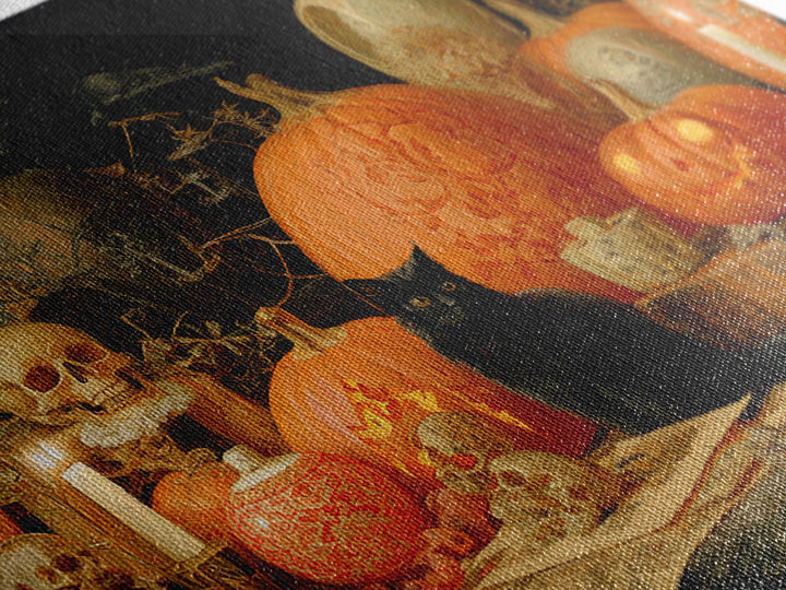 Vintage Orange-And-Black Halloween, Decadent Gothic Art, Landscape Wall Art, Macabre Wall Art, Canvas Print, Halloween Wall Art