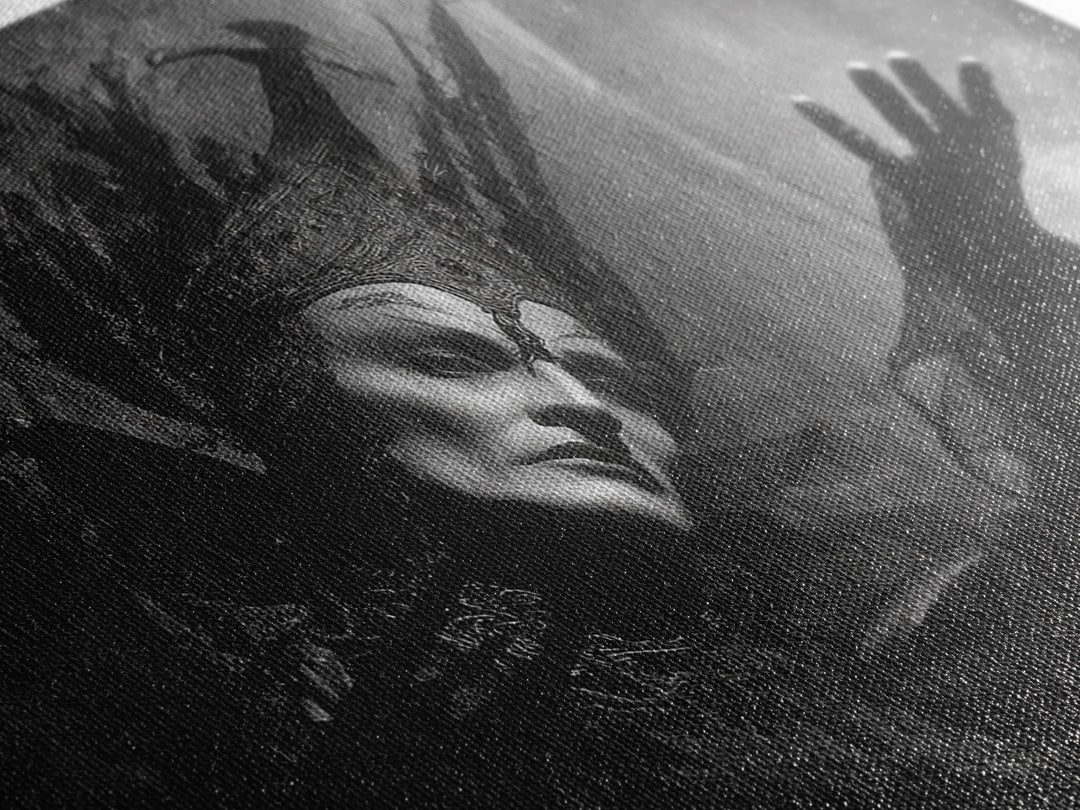 Monochrome Gothic Halloween, Dark Symbolist Art, Landscape Wall Art, Gothic Horror Wall Art, Framed Canvas Print