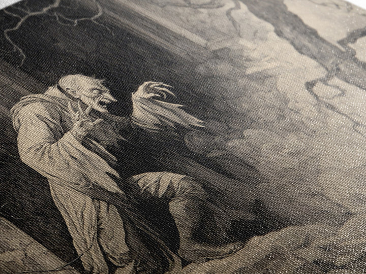 Monochrome Gothic Halloween, Gothic Storybook Art, Landscape Wall Art, Macabre Wall Art, Canvas Print, Halloween Wall Art