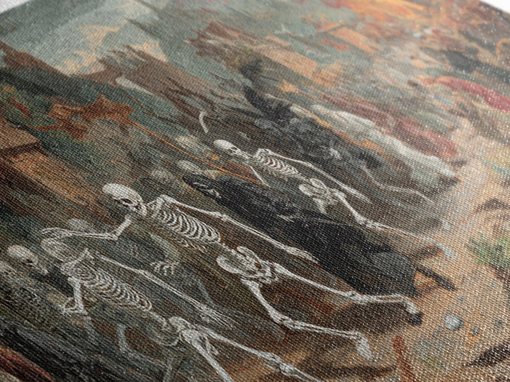 Medieval Danse Macabre, Apocalyptic Romantic Art, Wide Panoramic Art, Gothic Horror Wall Art, Canvas Print, Halloween Wall Art