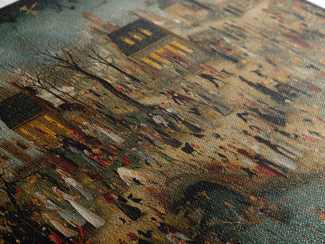 1950s Halloween Nostalgia, Northern Renaissance Horror, Wide Panoramic Art, Macabre Wall Art, Canvas Print, Halloween Wall Art