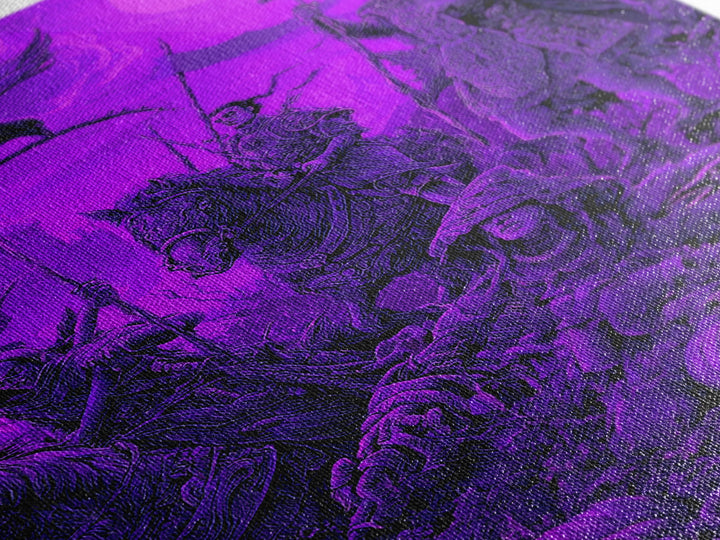 1980s Neon Horror, Renaissance Engraving Art, Vertical Wall Art, Dark Fantasy Wall Art, Framed Canvas Print, Halloween Wall Art