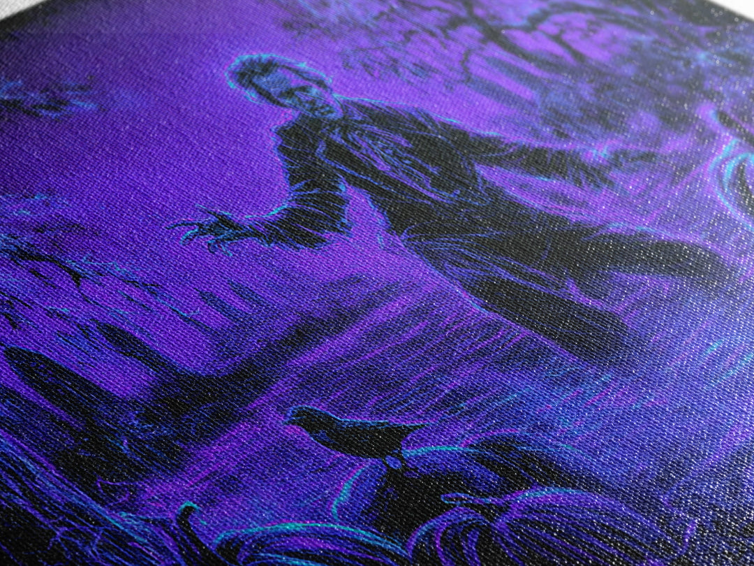 1980s Neon Horror, Symbolist Gothic Landscape, Landscape Wall Art, Macabre Wall Art, Canvas Print, Halloween Wall Art