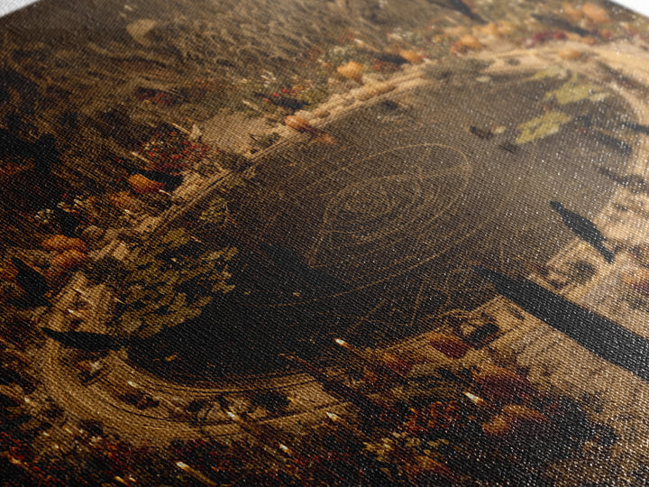 Occult Harvest Festival, Symbolist Gothic Landscape, Wide Panoramic Art, Dark Fantasy Wall Art, Framed Canvas Print, Halloween Wall Art