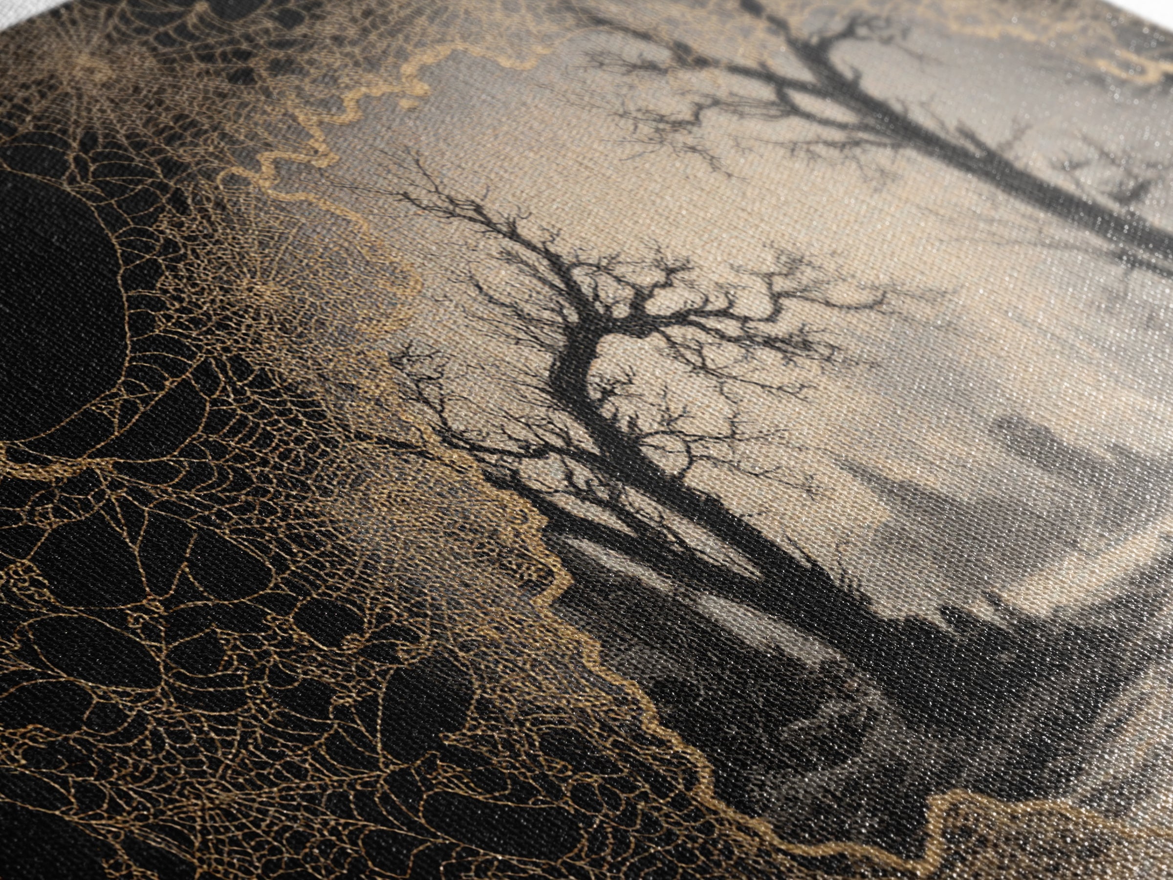 Black Lace And Cobwebs, Romantic Gothic Landscape, Landscape Wall Art, Gothic Horror Wall Art, Framed Canvas Print