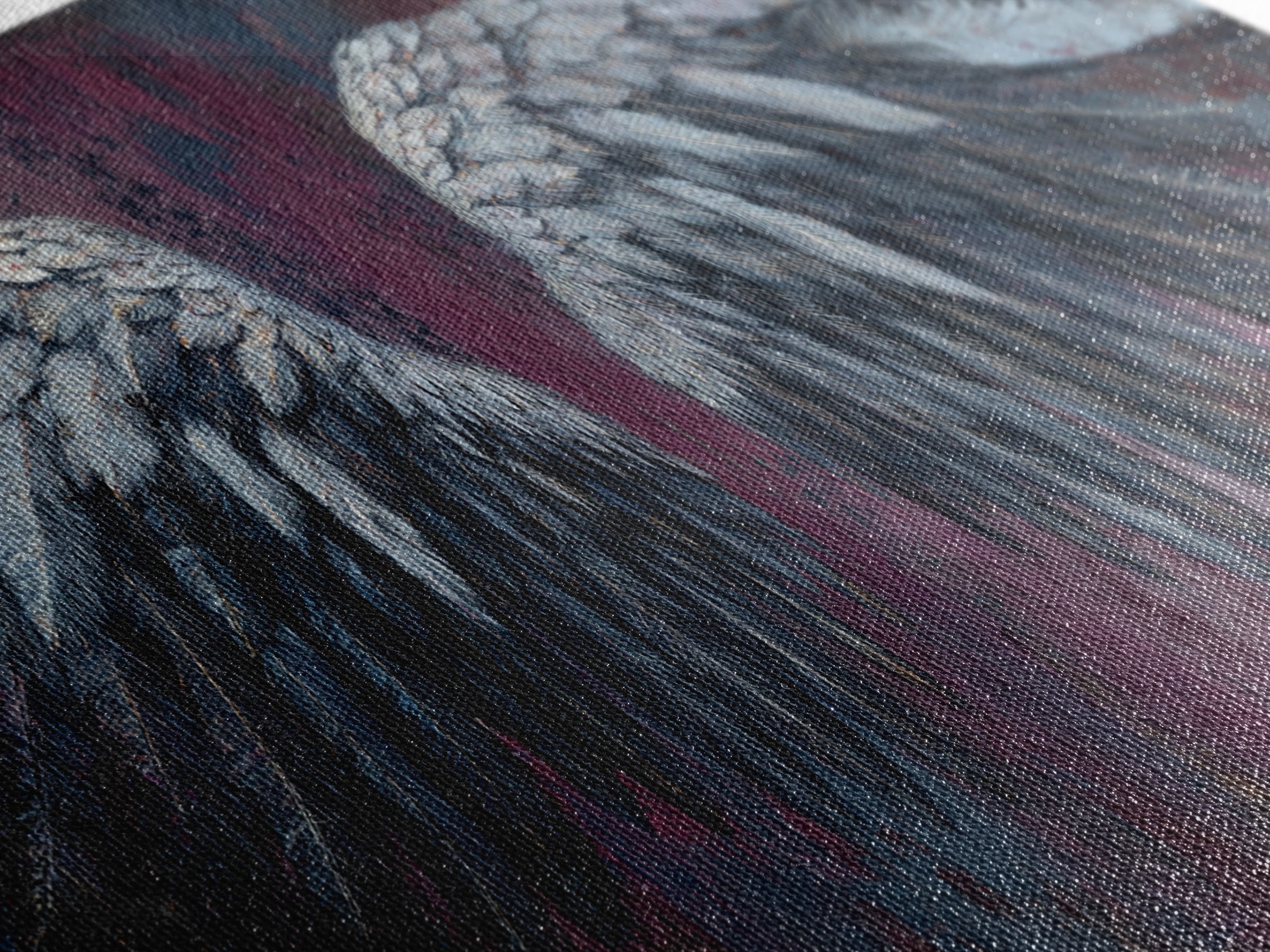 Dark Angel Wings Canvas Print, Dark Art, Art Print, Living Room Decor, Oil Painting, Nocturne, Halloween Art, Unique Wall Decor, DAR-3x1-95