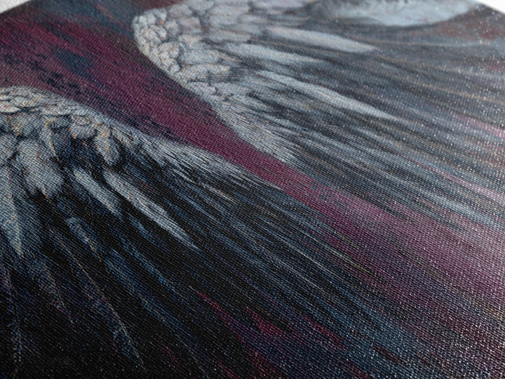 Dark Angel Wings Canvas Print, Dark Art, Art Print, Living Room Decor, Oil Painting, Nocturne, Halloween Art, Unique Wall Decor, DAR-3x1-95