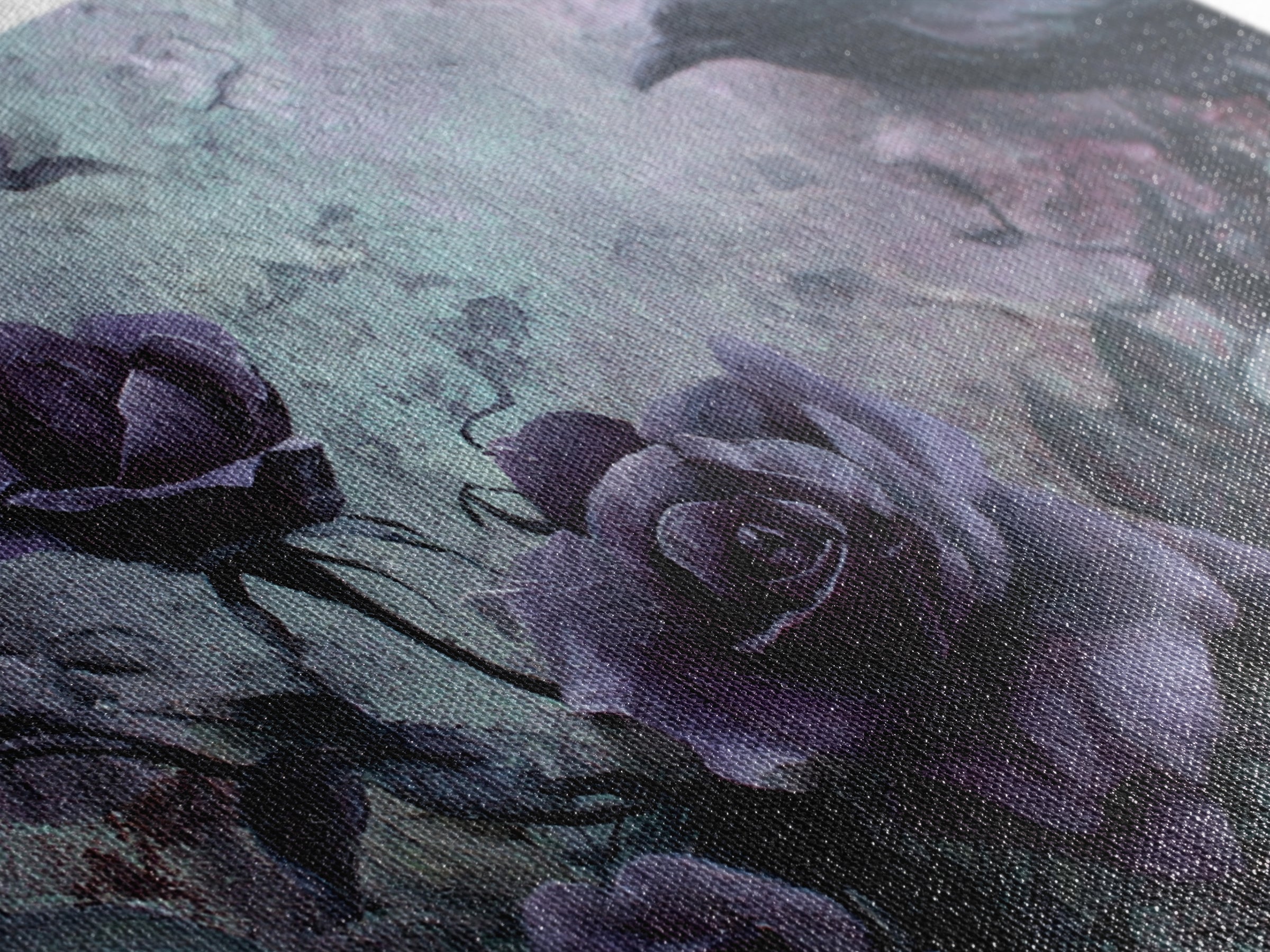 Black Roses Blooming from Cracked Stone Canvas Print, Dark Art, Horror Decor, Living Room Decor, Nocturne, Statement Artwork, DAR-3x2-30