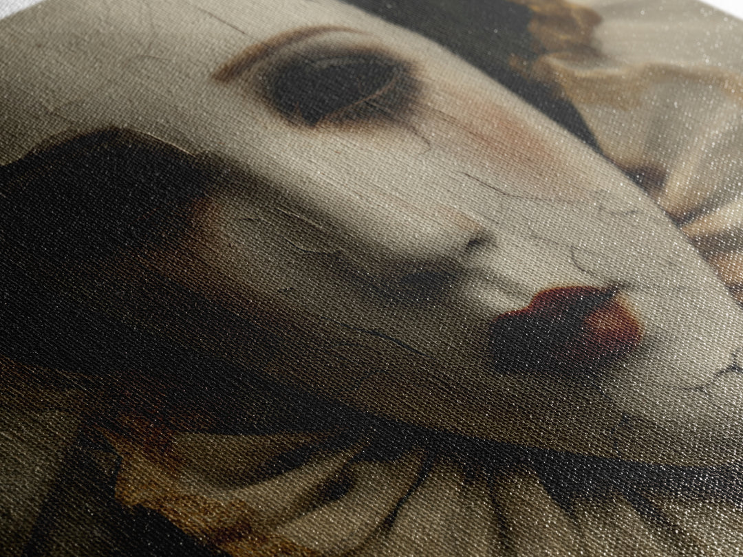 Cracked Porcelain Doll Portrait Canvas Print, Dark Art, Painting, Living Room Decor, Oil Painting, Nocturne, Gothic Wall Art, DAR-3x2-75