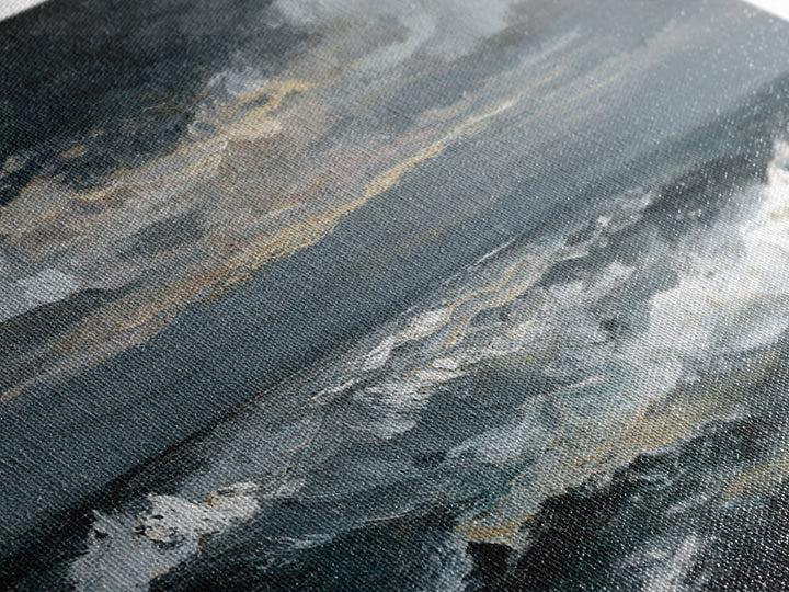 Stormy Sea under a Nearly Black Sky Framed Canvas Print, Dark Art, Fine Art Print, Living Room Decor, Fine Art, Nocturne, DAR-3x2-81