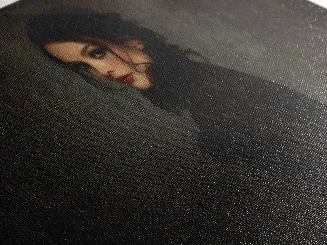 Vampire Inspired Portrait with Pale Dramatic Light Canvas Print, Dark Art, Boho Decor, Living Room Decor, Fine Art, Nocturne, DAR-3x2-89