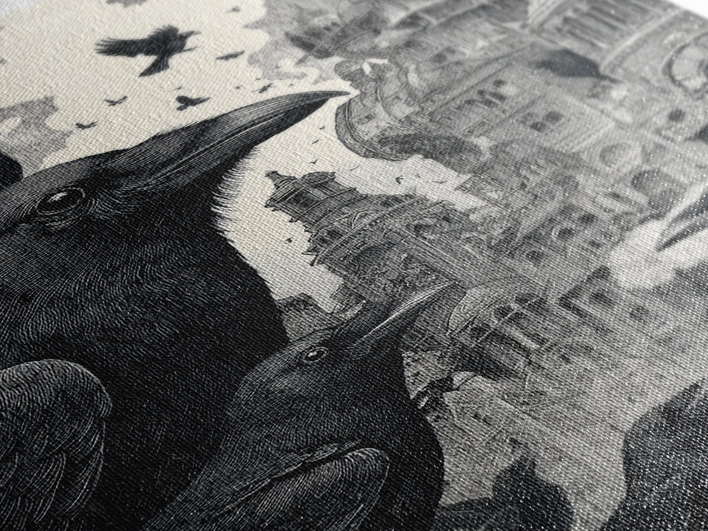 Ravens And Ruins, Victorian Macabre Art, Vertical Wall Art, Dark Halloween Decor, Canvas Print, Halloween Wall Art