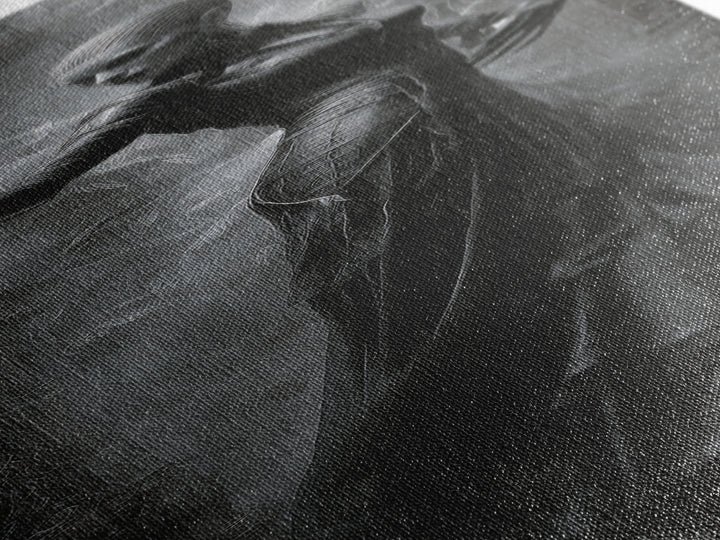 Ravens And Ruins, Biomechanical Horror Art, Tall Narrow Wall Art, Dark Fantasy Wall Art, Canvas Print, Halloween Wall Art