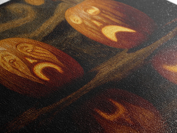 Pumpkins And Moon Phases, Symbolist Gothic Landscape, Landscape Wall Art, Gothic Horror Wall Art, Canvas Print, Halloween Wall Art