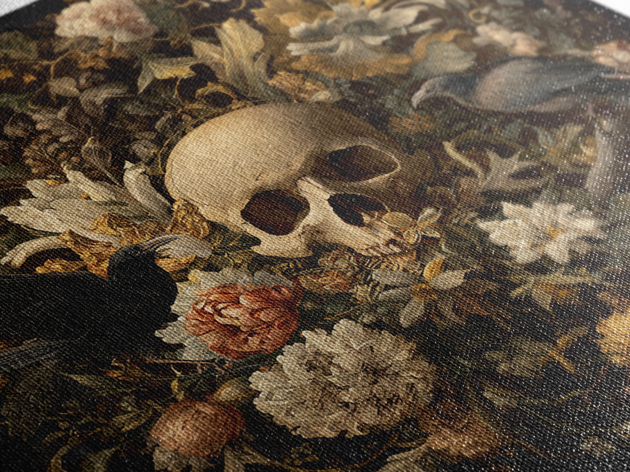 Skeletal Botanicals, Baroque Witchcraft Art, Square Wall Art, Dark Halloween Decor, Canvas Print, Halloween Wall Art, Spooky Wall Decor