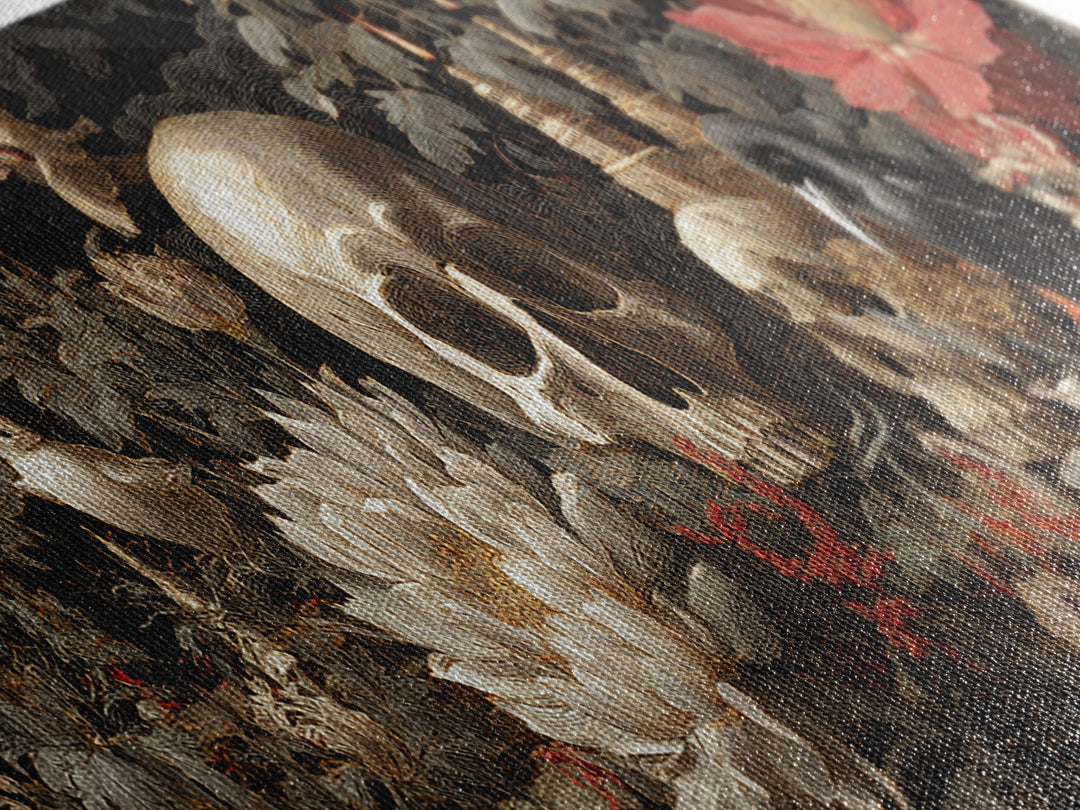 Skeletal Botanicals, Apocalyptic Romantic Art, Extra Wide Wall Art, Macabre Wall Art, Canvas Print, Halloween Wall Art, Halloween Decor