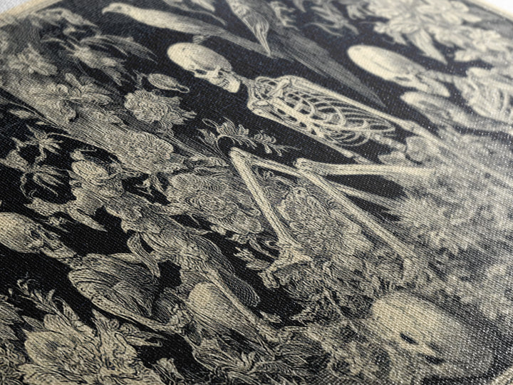 Skeletal Botanicals, Macabre Folk Print Art, Wide Panoramic Art, Gothic Horror Wall Art, Framed Canvas Print, Halloween Wall Art
