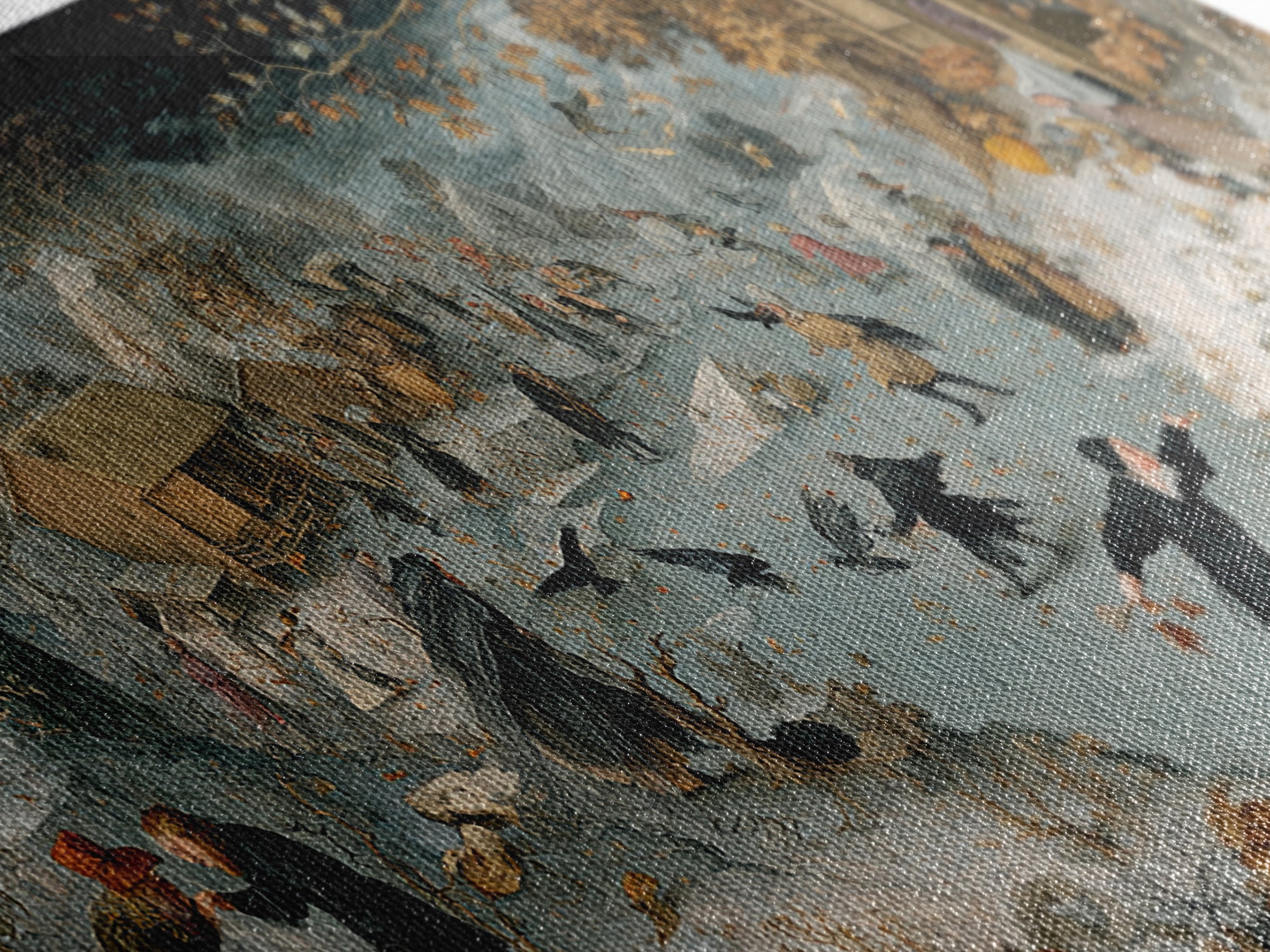 Frozen Halloween, Northern Renaissance Horror, Wide Panoramic Art, Macabre Wall Art, Canvas Print, Halloween Wall Art