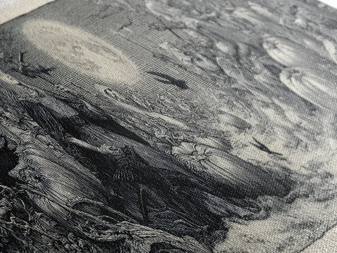 Frozen Halloween, Renaissance Engraving Art, Extra Wide Wall Art, Gothic Horror Wall Art, Canvas Print, Halloween Wall Art