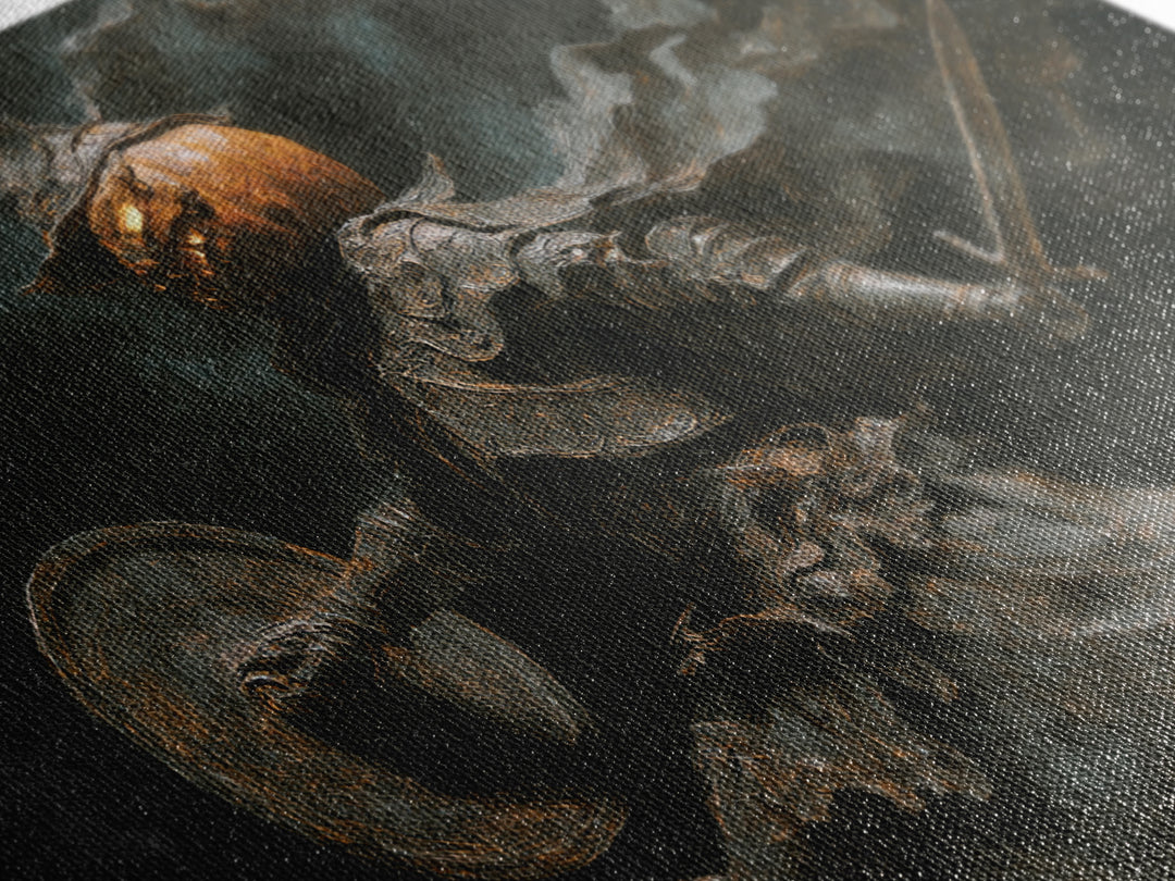 The Pumpkin Paladin, Dark Romantic Horror Art, Landscape Wall Art, Dark Fantasy Wall Art, Framed Canvas Print, Halloween Wall Art