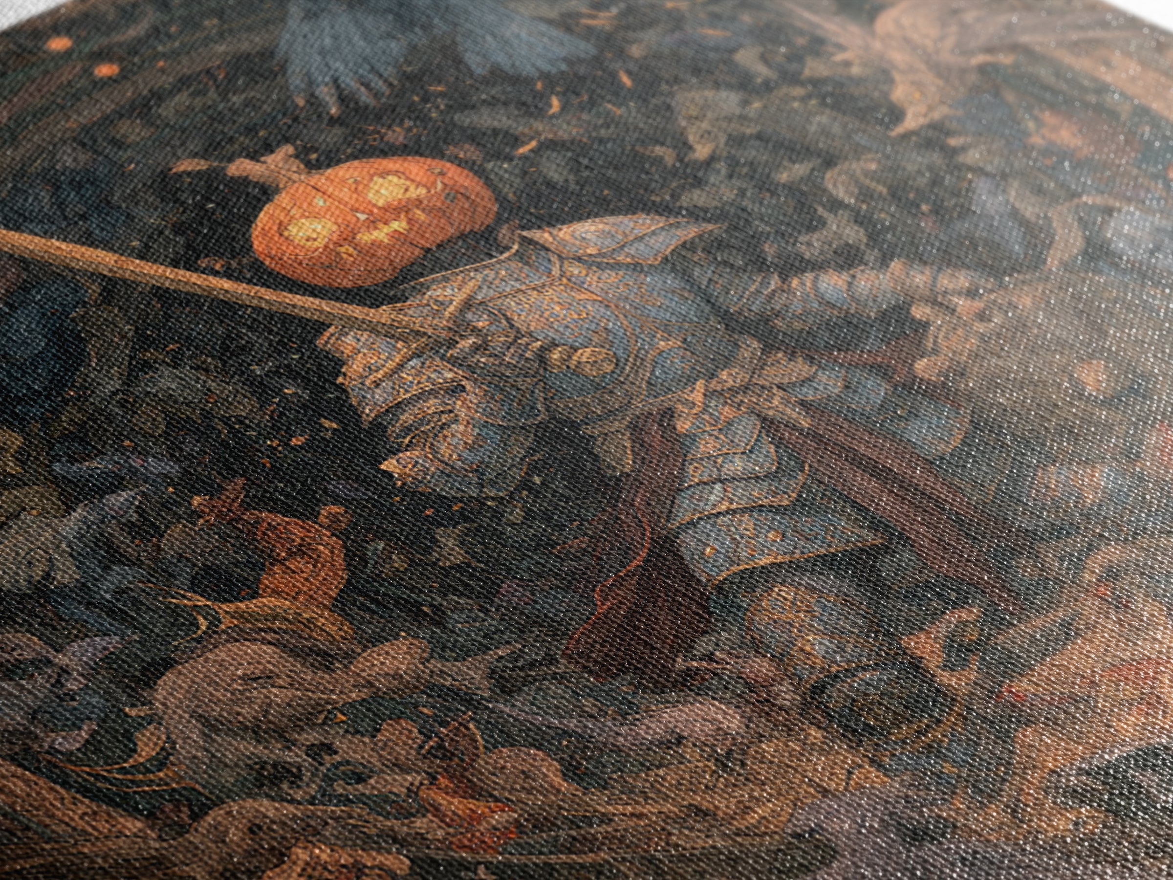 The Pumpkin Paladin, Ornate Symbolist Art, Square Wall Art, Dark Fantasy Wall Art, Canvas Print, Halloween Wall Art, Horror Wall Art