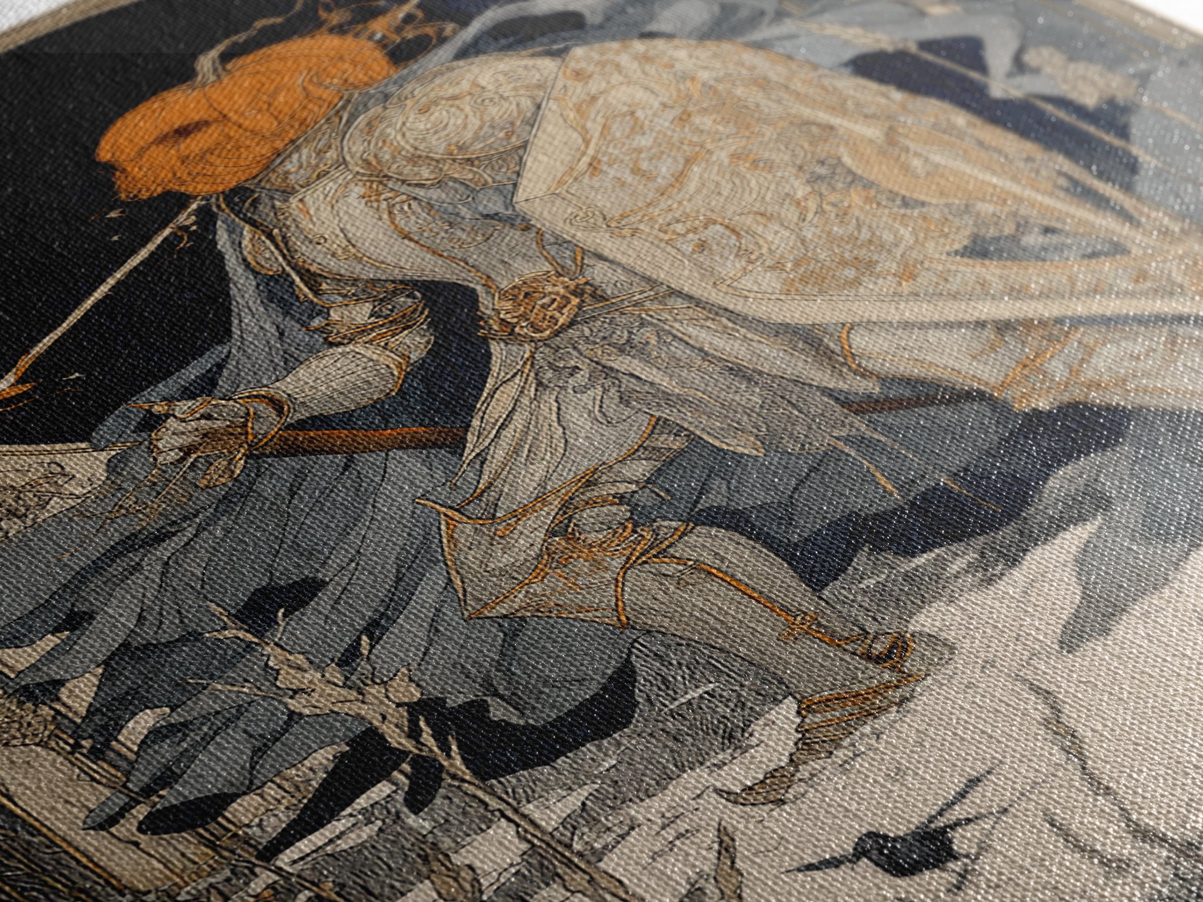 The Pumpkin Paladin, Symbolist Death Art, Vertical Wall Art, Gothic Horror Wall Art, Canvas Print, Halloween Wall Art