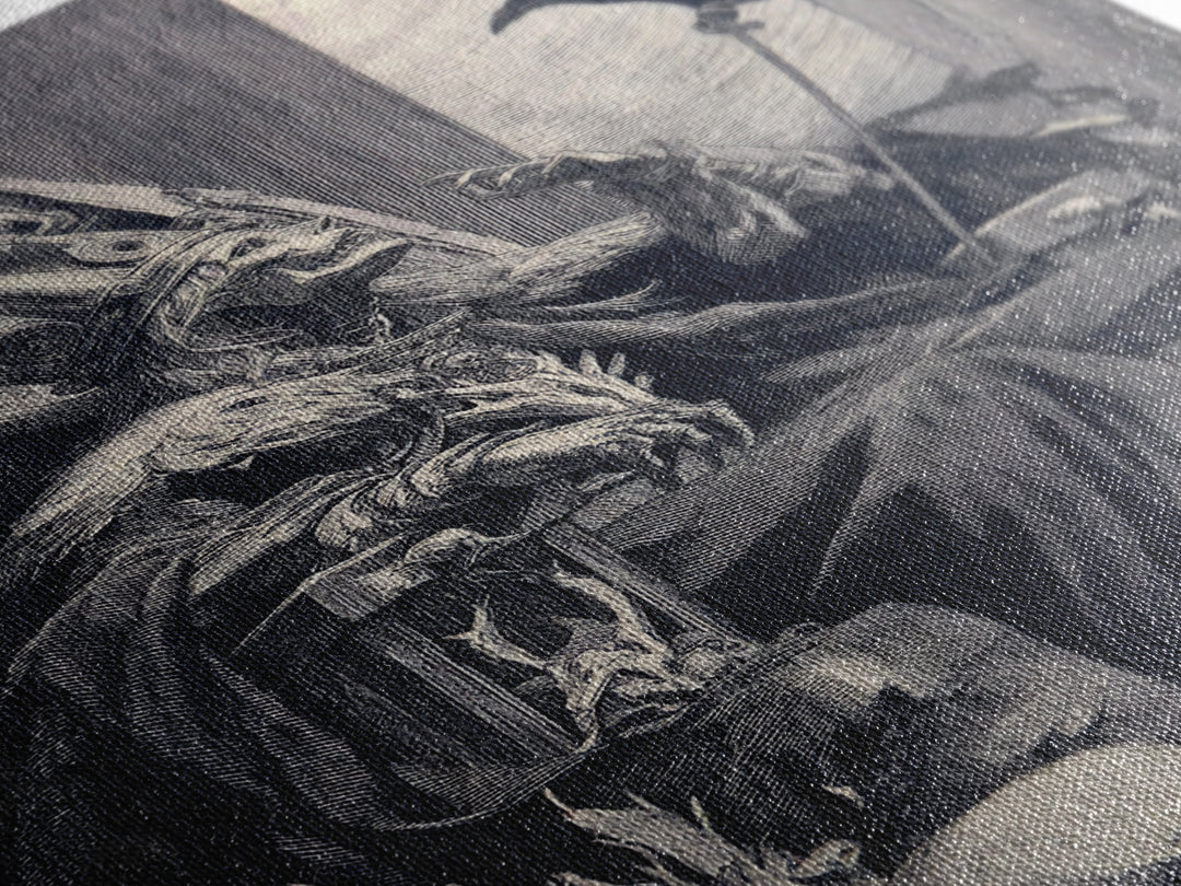 The Necromancer Queen, Renaissance Engraving Art, Vertical Wall Art, Macabre Wall Art, Canvas Print, Halloween Wall Art, Horror Wall Art