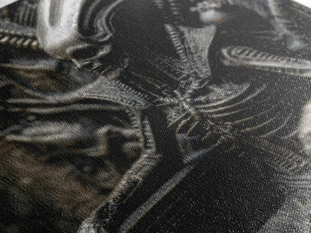 The Necromancer Queen, Biomechanical Horror Art, Square Wall Art, Dark Halloween Decor, Canvas Print, Halloween Wall Art, Spooky Wall Decor