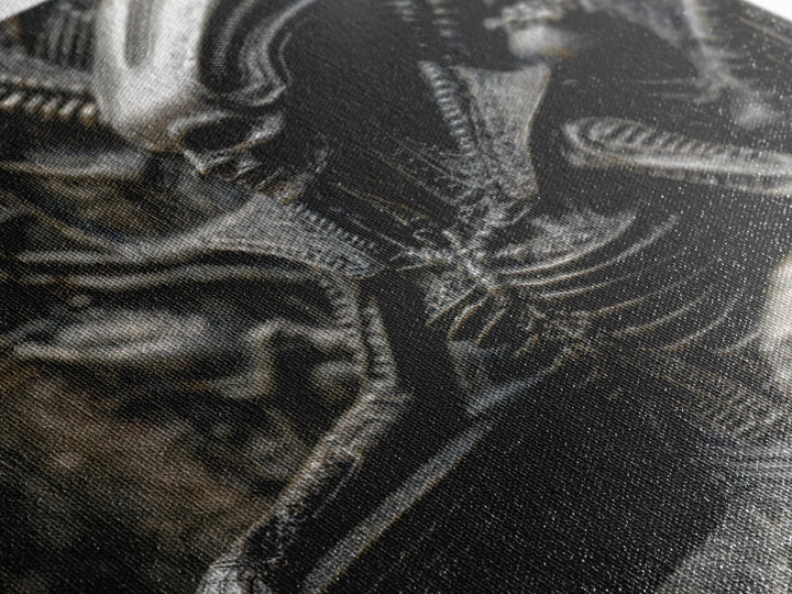 The Necromancer Queen, Biomechanical Horror Art, Square Wall Art, Dark Halloween Decor, Canvas Print, Halloween Wall Art, Spooky Wall Decor