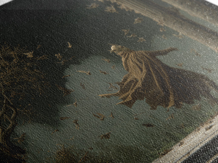 The Bat Prince, Romantic Gothic Landscape, Landscape Wall Art, Dark Halloween Decor, Framed Canvas Print, Halloween Wall Art