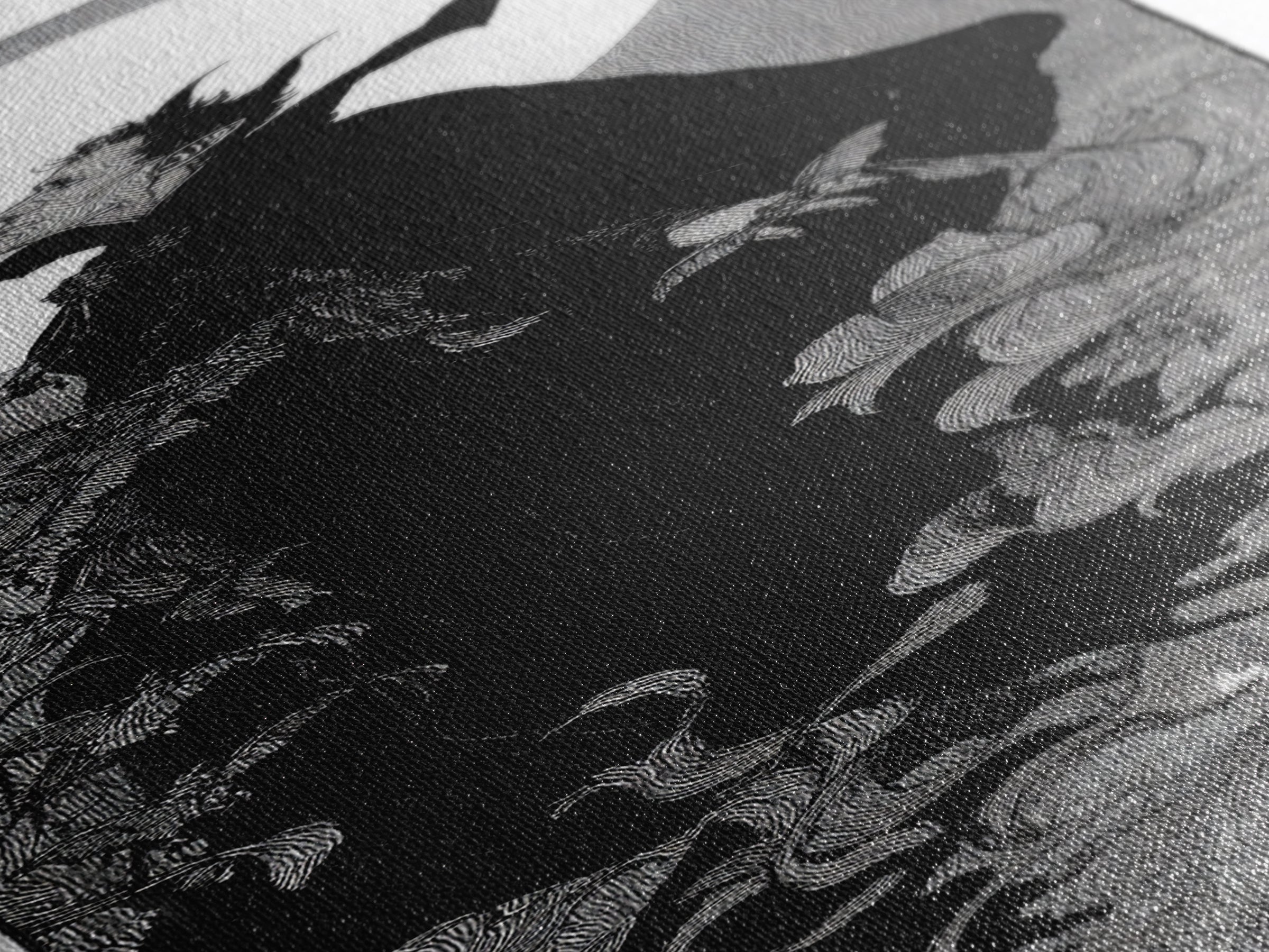 The Bat Prince, Decadent Line Art, Tall Narrow Wall Art, Gothic Horror Wall Art, Canvas Print, Halloween Wall Art