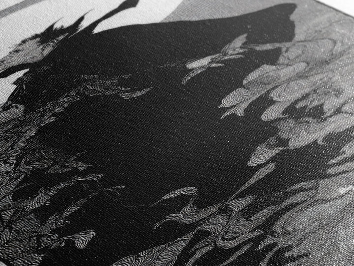 The Bat Prince, Decadent Line Art, Tall Narrow Wall Art, Gothic Horror Wall Art, Canvas Print, Halloween Wall Art