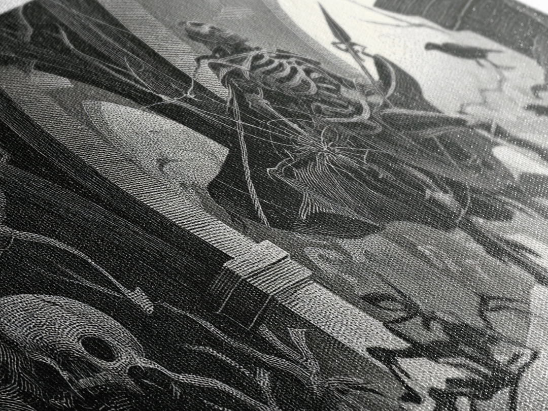 The Spider Knight, Macabre Folk Print Art, Wide Panoramic Art, Gothic Horror Wall Art, Framed Canvas Print, Halloween Wall Art