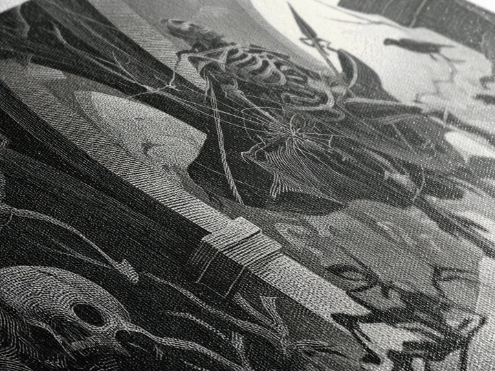 The Spider Knight, Macabre Folk Print Art, Wide Panoramic Art, Gothic Horror Wall Art, Framed Canvas Print, Halloween Wall Art
