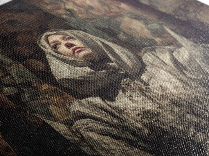 The Moon Priestess, Medieval Grotesque Art, Landscape Wall Art, Dark Fantasy Wall Art, Canvas Print, Halloween Wall Art
