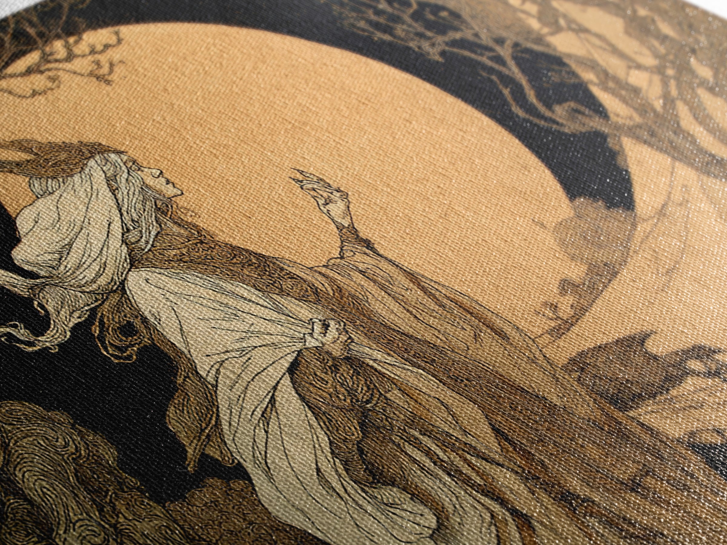 The Moon Priestess, Gothic Storybook Art, Landscape Wall Art, Macabre Wall Art, Framed Canvas Print, Halloween Wall Art