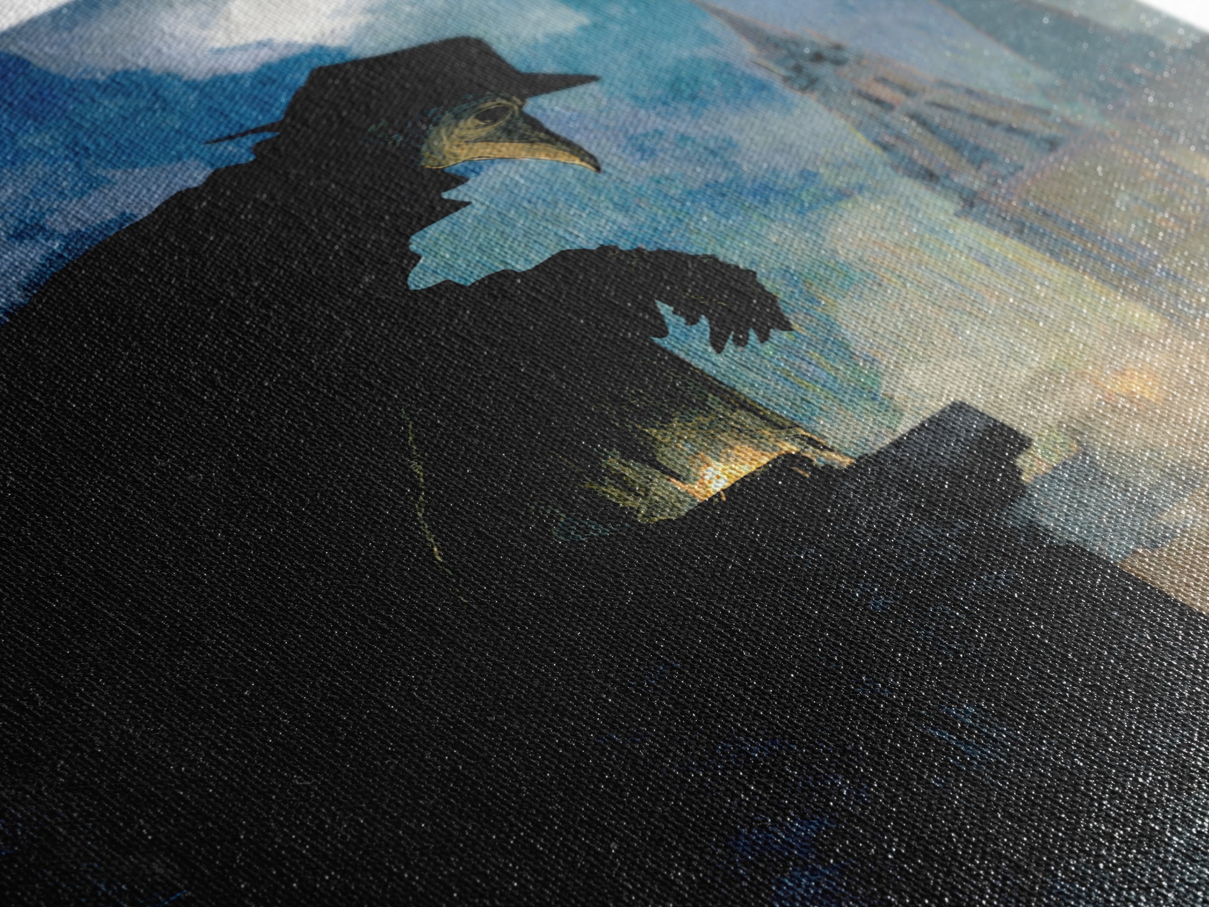 The Crow-Masked Assassin, Expressionist Gothic Art, Vertical Wall Art, Dark Fantasy Wall Art, Canvas Print, Halloween Wall Art