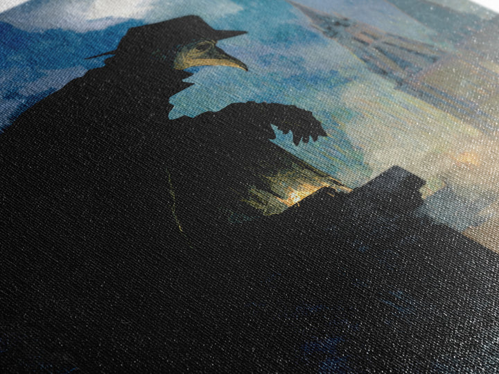The Crow-Masked Assassin, Expressionist Gothic Art, Vertical Wall Art, Dark Fantasy Wall Art, Canvas Print, Halloween Wall Art