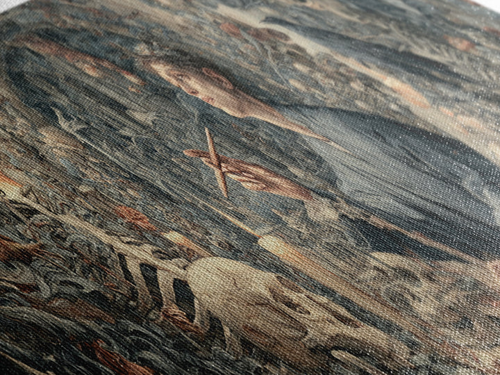 The Bone Sculptor, Medieval Grotesque Art, Extra Wide Wall Art, Gothic Horror Wall Art, Framed Canvas Print, Halloween Wall Art