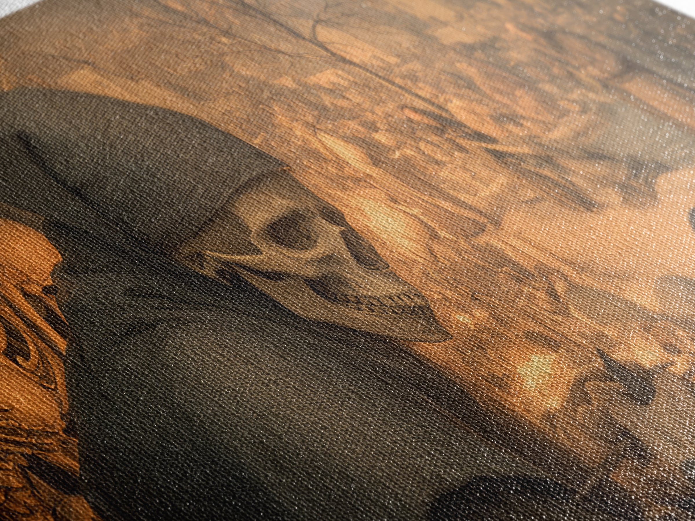 The Bone Sculptor, Northern Renaissance Horror, Wide Panoramic Art, Macabre Wall Art, Canvas Print, Halloween Wall Art