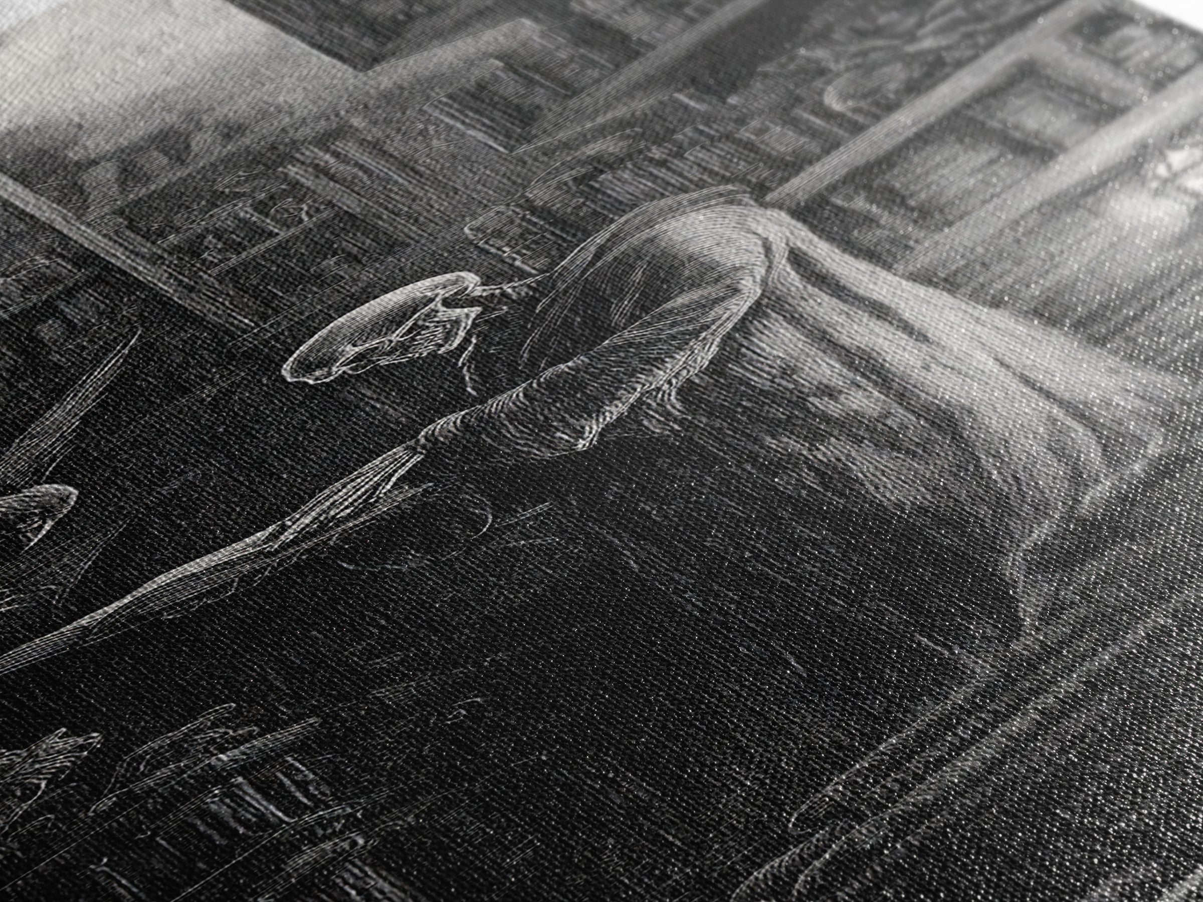 The Crypt Librarian, Gothic Engraving Art, Tall Narrow Wall Art, Gothic Horror Wall Art, Canvas Print, Halloween Wall Art