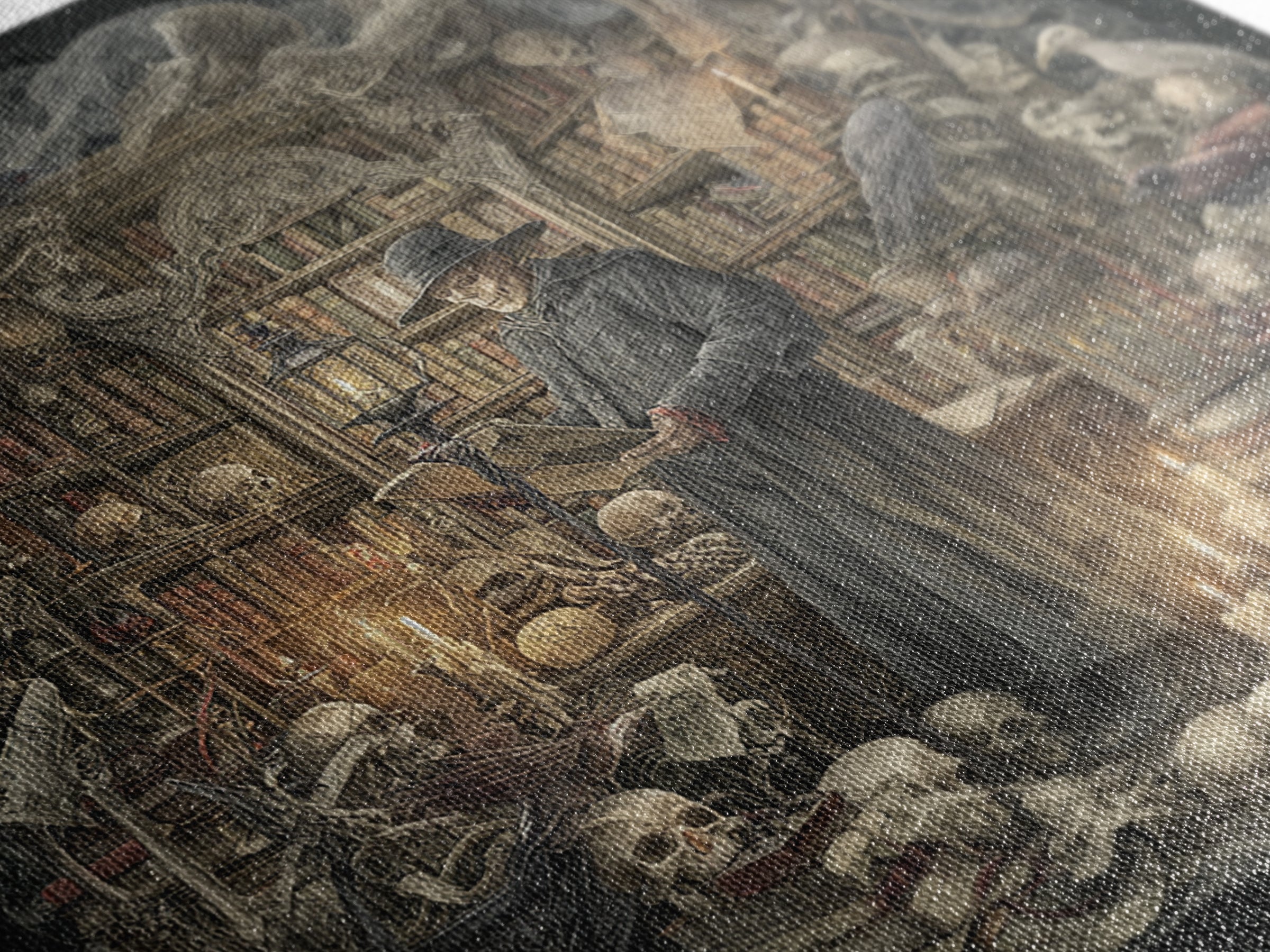 The Crypt Librarian, Danse Macabre Art, Square Wall Art, Dark Fantasy Wall Art, Canvas Print, Halloween Wall Art