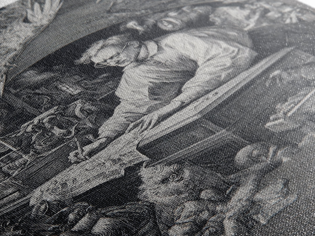 The Royal Coffin Maker, Renaissance Engraving Art, Vertical Wall Art, Dark Fantasy Wall Art, Framed Canvas Print, Halloween Wall Art